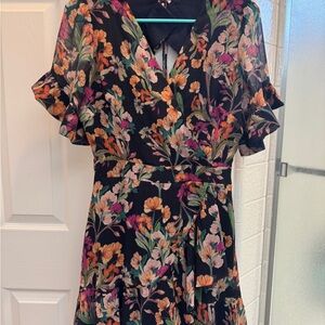 Adelyn Rae Black Floral Midi Dress